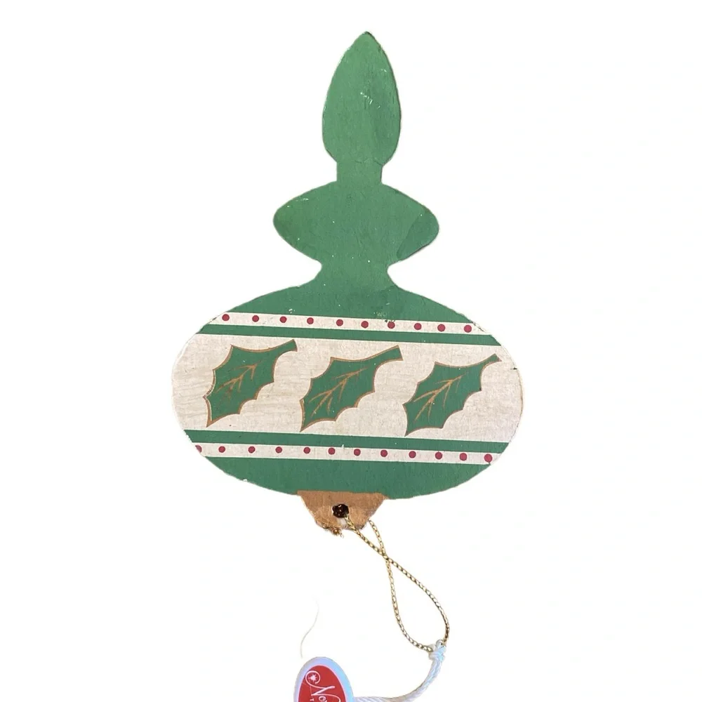 Christmas Ornaments Wooden Spindal Snowflake‎ & Bulb Cabin Rustic Wood Beads
